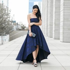 Laundry by Shelli Segal Pleated Band Strapless Hi-lo Gown